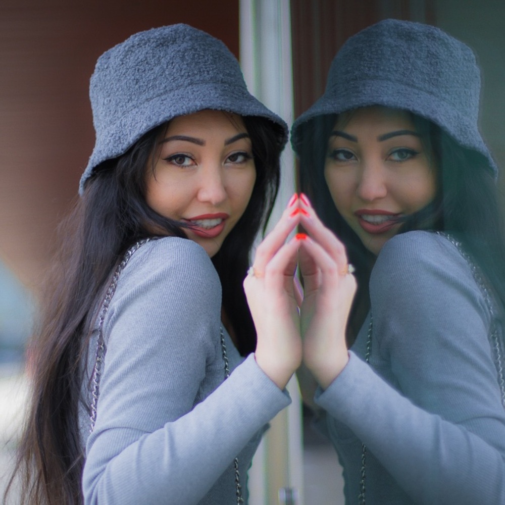 Double sized grey hat, winter, fall. Leather cold weather
